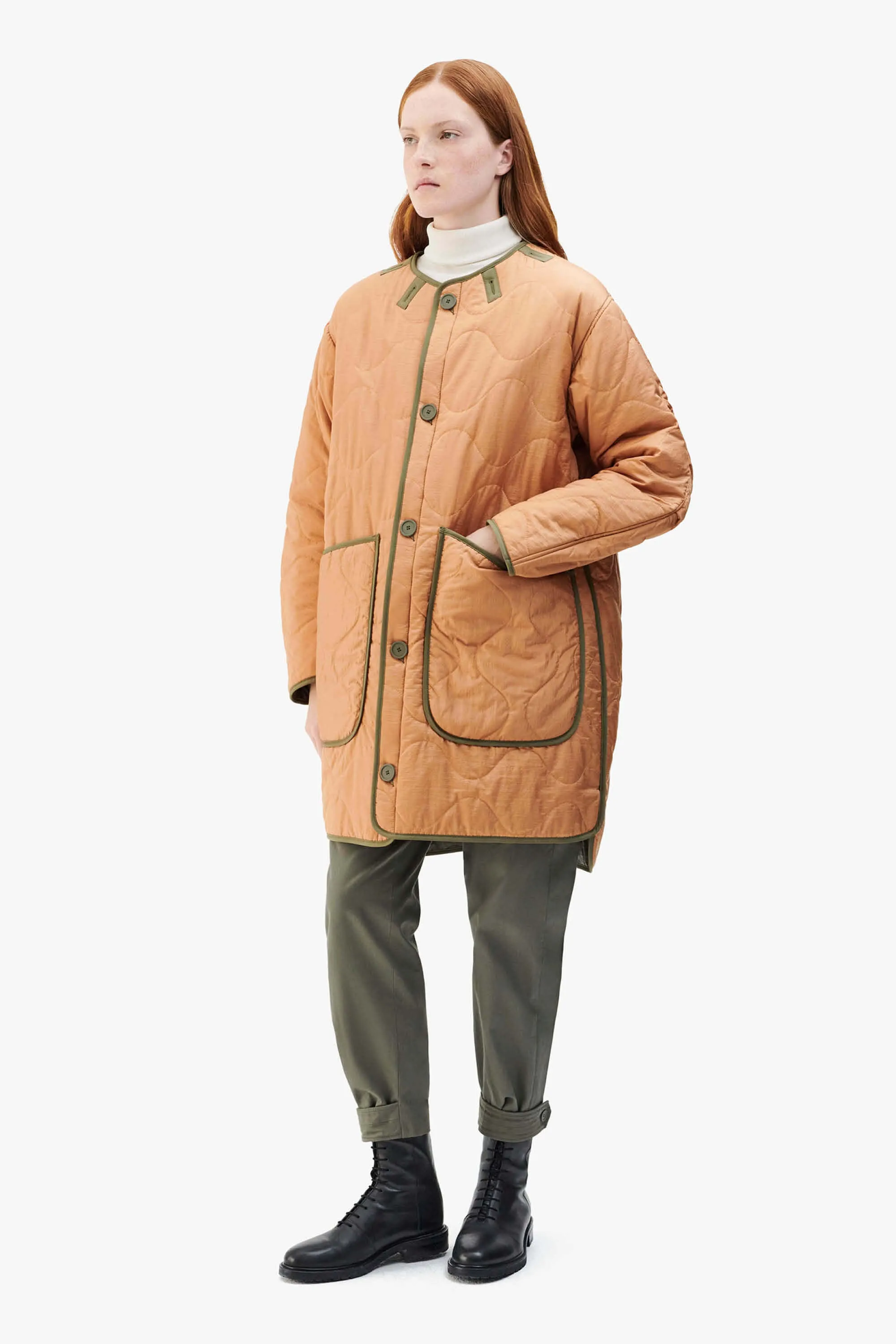 Signature Quilt Jacket - Dark Olive / Burnt Orange