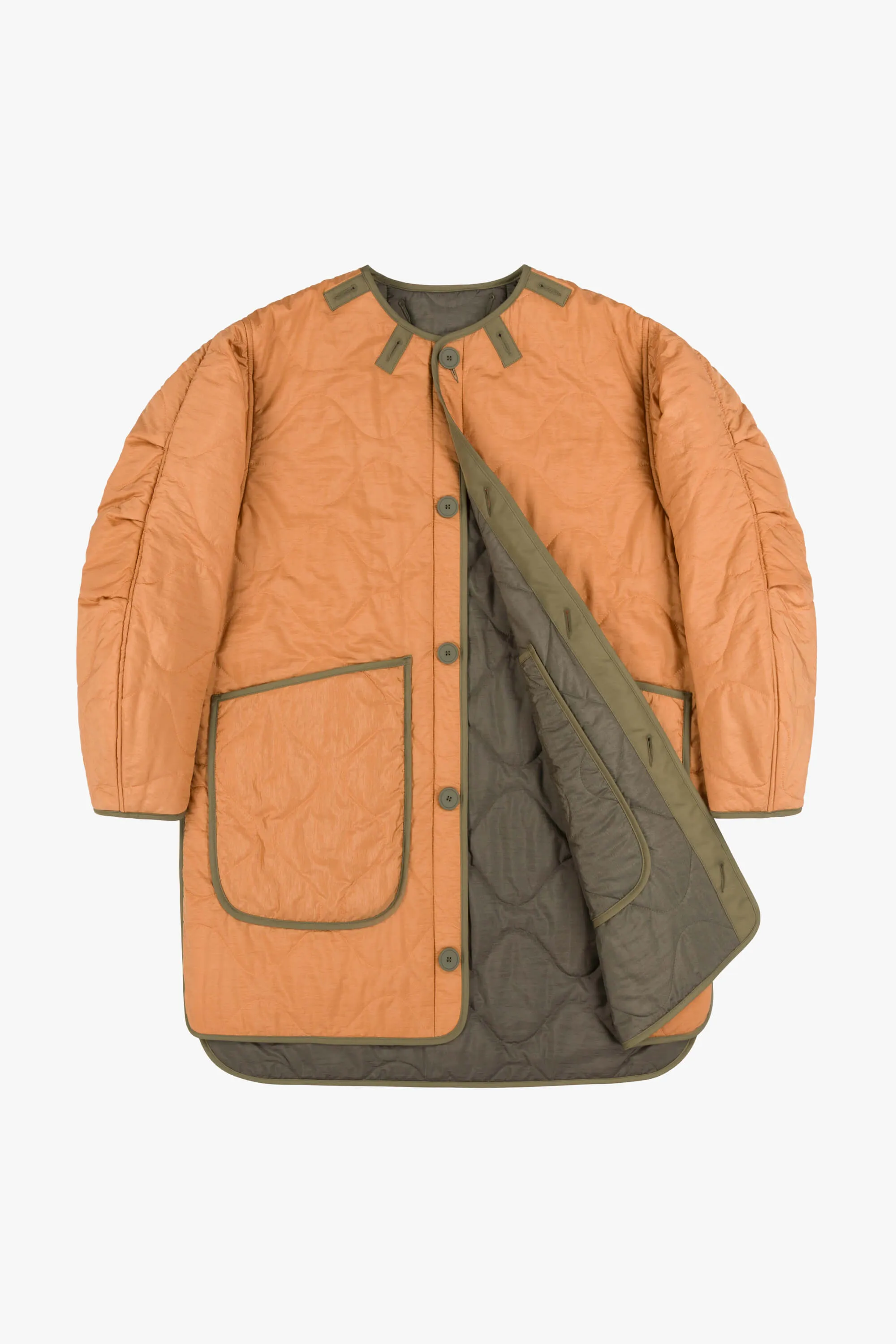 Signature Quilt Jacket - Dark Olive / Burnt Orange
