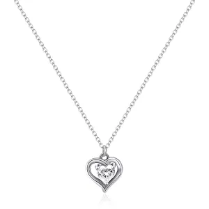 Silver Heart Necklace 925 Sterling Silver Necklace for Women Heart Diamond Pendant Necklace Birthstone Necklace for Women Trendy