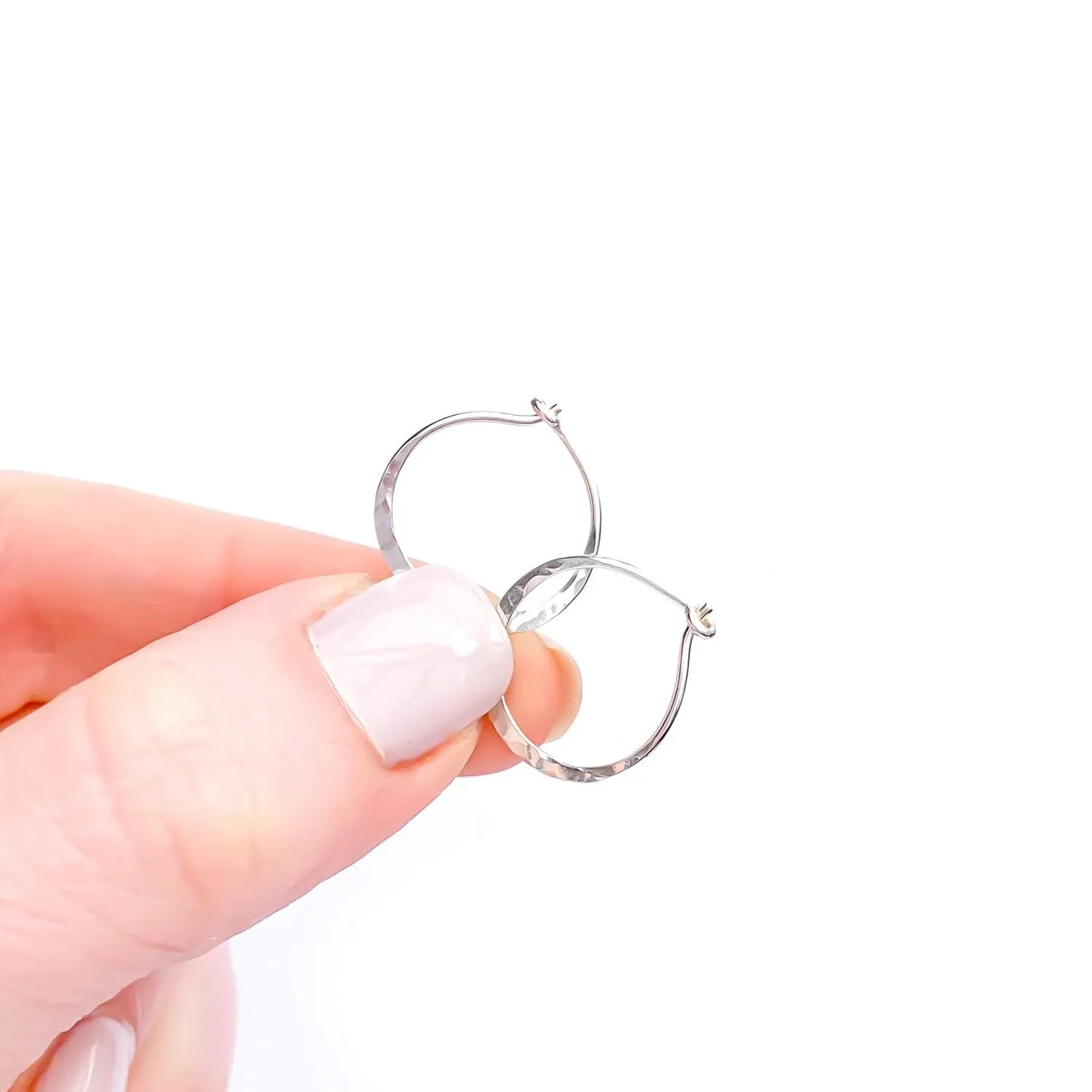 Silver Hoop Earrings for Women, 925 Sterling Silver, 15mm, Hammered Texture, Hoop Earrings Hypoallergenic Sensitive Ears, Hoop Earrings Set, Silver Earrings Nickel Free (15mm, Sterling Silver)