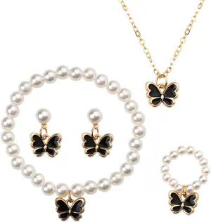 Sisadodo Butterfly Necklace Earrings Ring Bracelet for Women Girls Butterfly Earrings and Bracelet Set for Girls Butterfly Ring