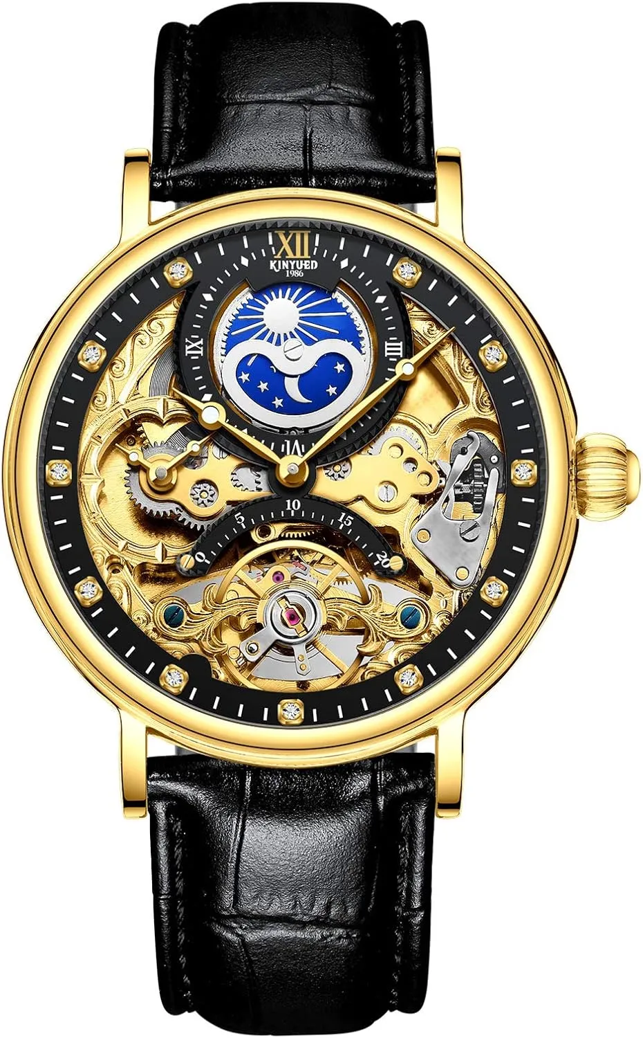Skeleton Watches Mechanical Automatic Watch Men Tourbillon Sport Clock Casual Business Moon Phase Wrist Watch