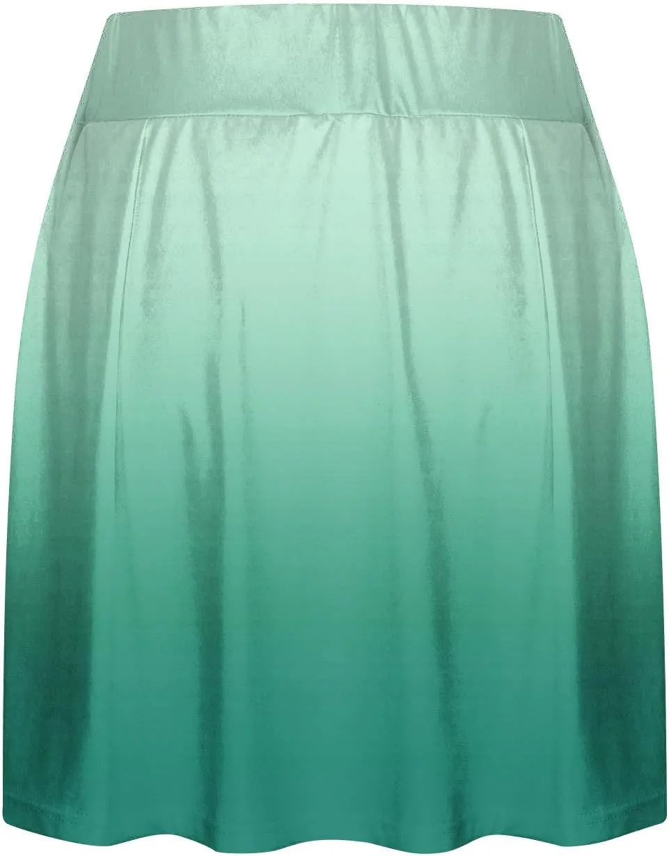 Skirts for Women Trendy Gradient Workout Sports Skirt Tummy Control Skirt Elastic High Waisted Casual Mini Skirt