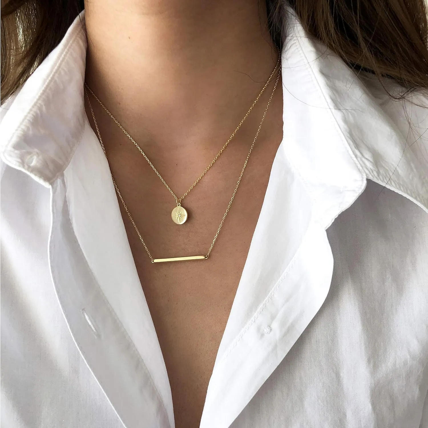 S.Leaf Gold Choker Necklace for Women Sterling Silver Dainty Gold Plated Bar Necklace Best Friend Birthday Gifts for Women Trendy Sister Mom Wife Womens Her Friend Party