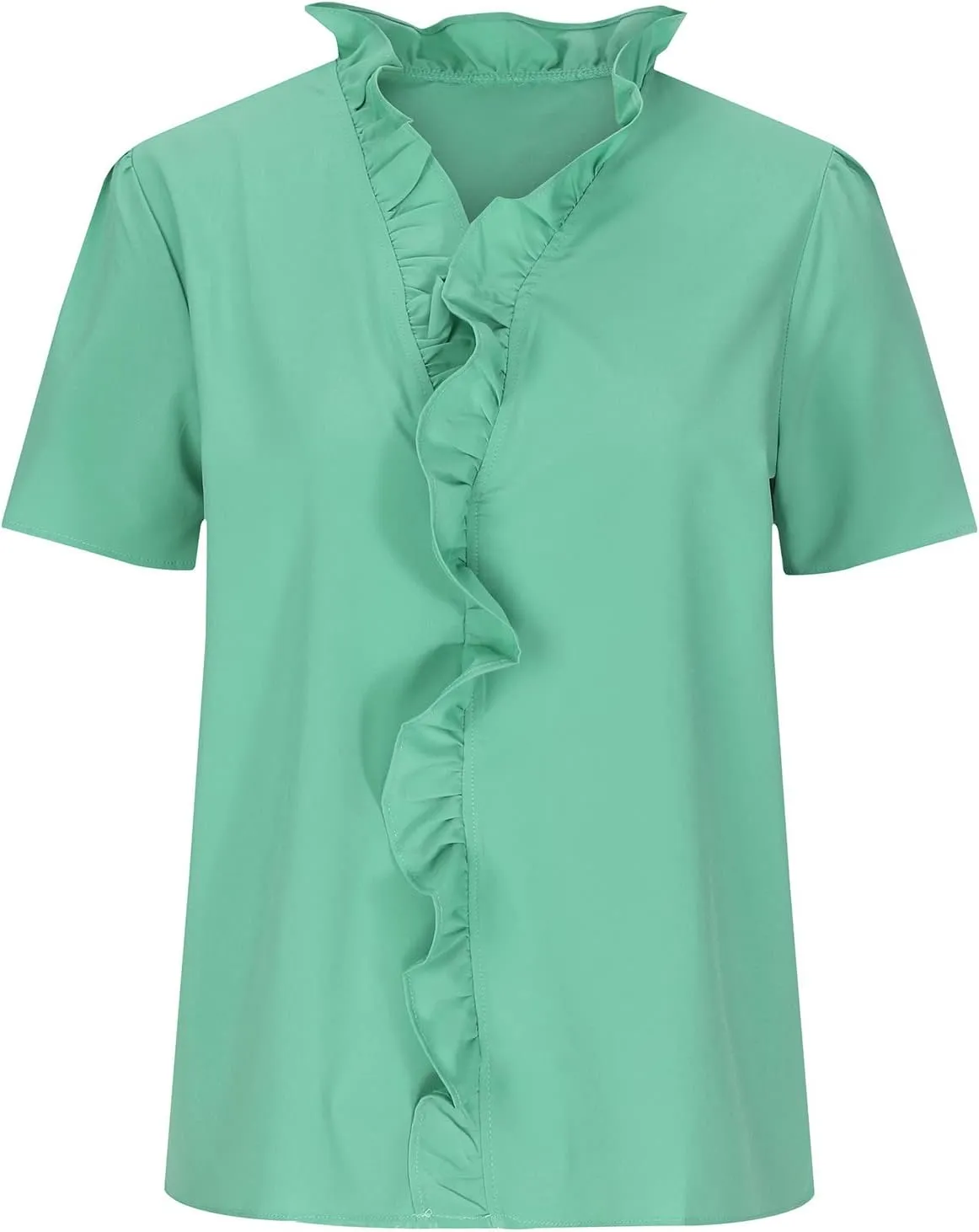 Sleeveless Short Sleeve Tshirts for Women Summer Fall Ruffle V Neck Flower Loose Fit Long Tops Shirt Women 2024