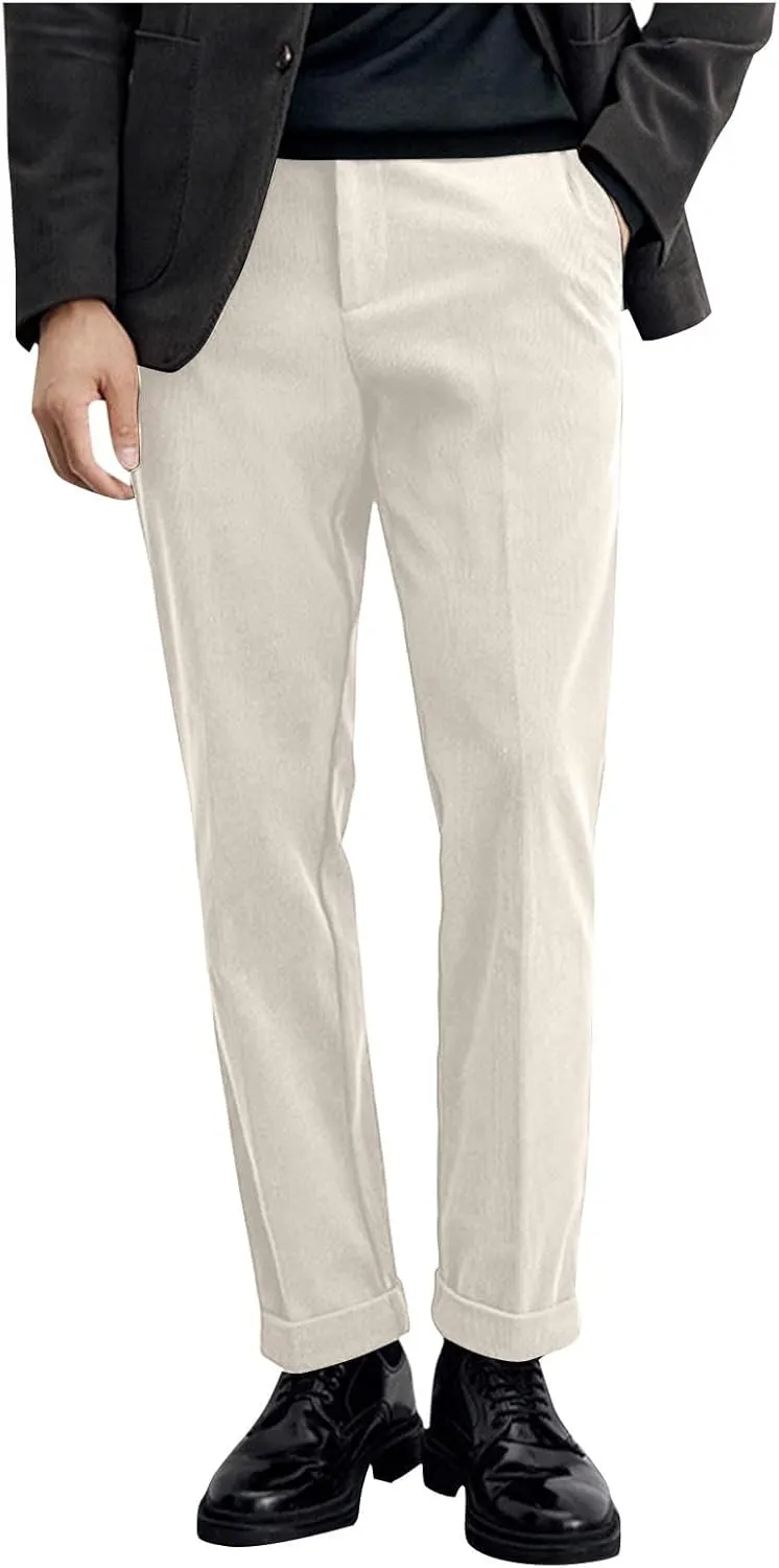 Slim Fit Slacks for Men Dress Pants Casual Business Trousers Lightweight Bottoms Workwear Office