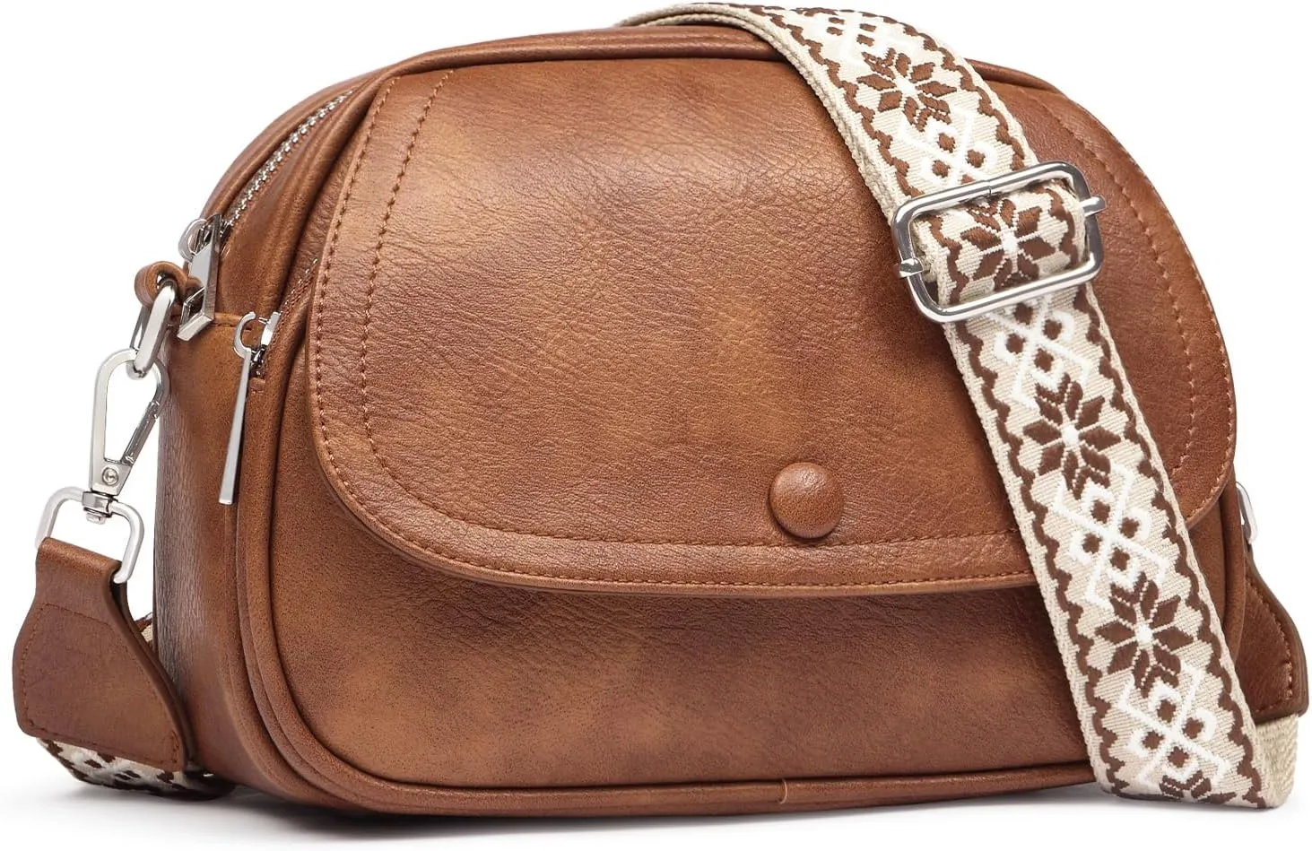 Small Crossbody Purse for Women Leather Crossbody Bags Trendy Women's Shoulder Handbags with Adjustable Wide Strap