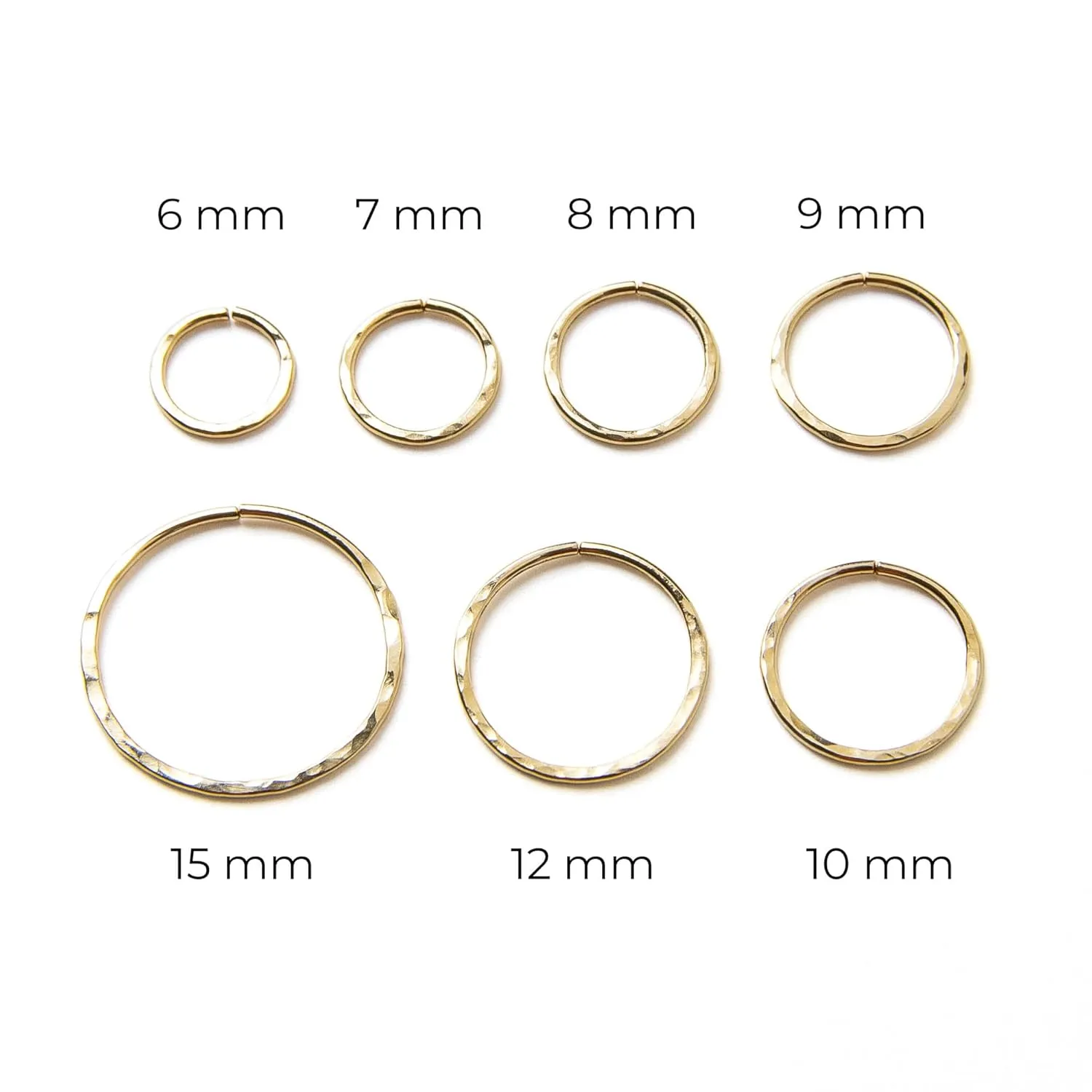 Small Hammered Gold-Filled Hoops, Mini Hoop Earrings, Huggie Hoop Earrings (7mm)