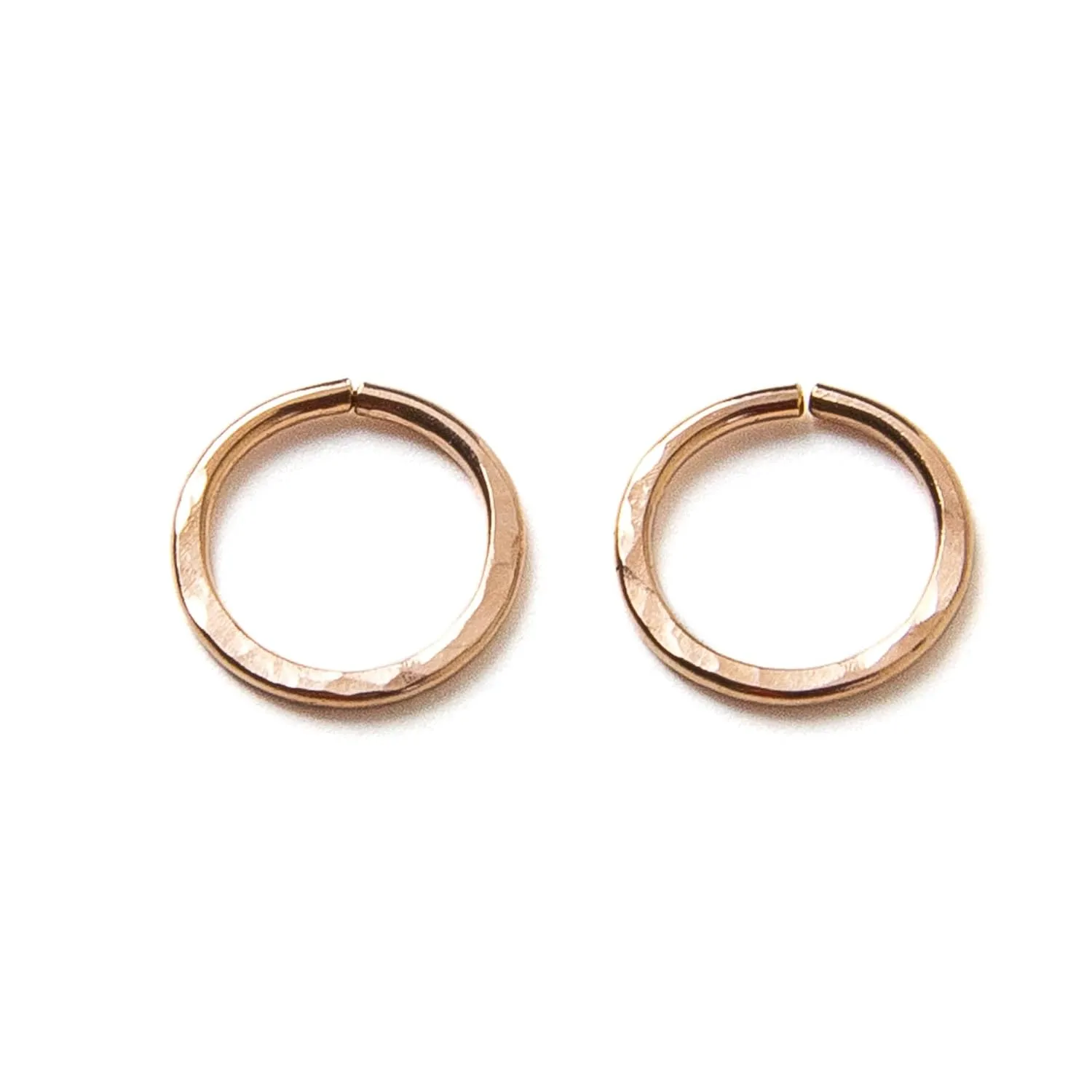 Small Hammered Rose Gold-Filled Hoops, Mini Hoop Earrings, Huggie Hoop Earrings (6mm)