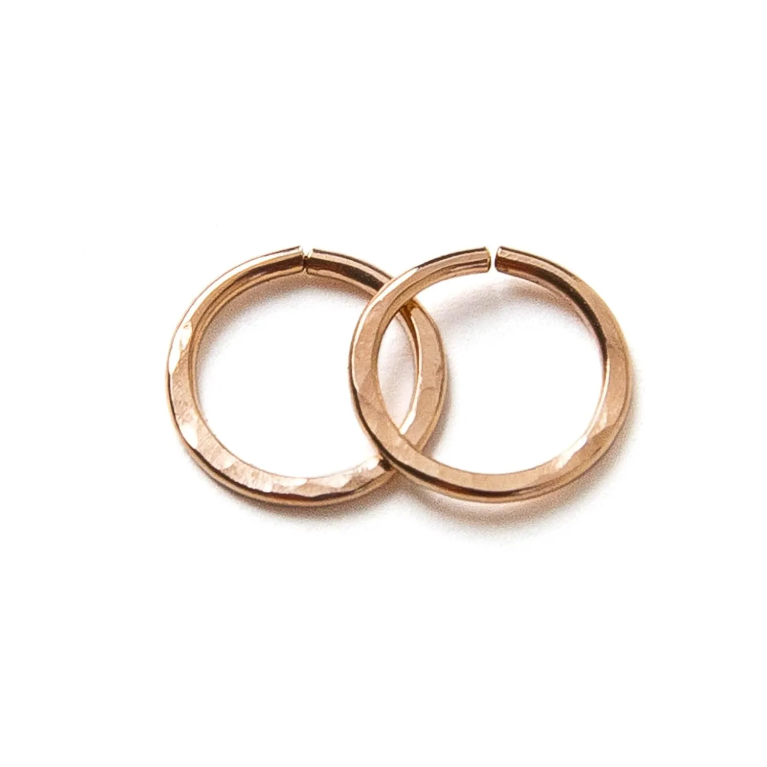 Small Hammered Rose Gold-Filled Hoops, Mini Hoop Earrings, Huggie Hoop Earrings (6mm)