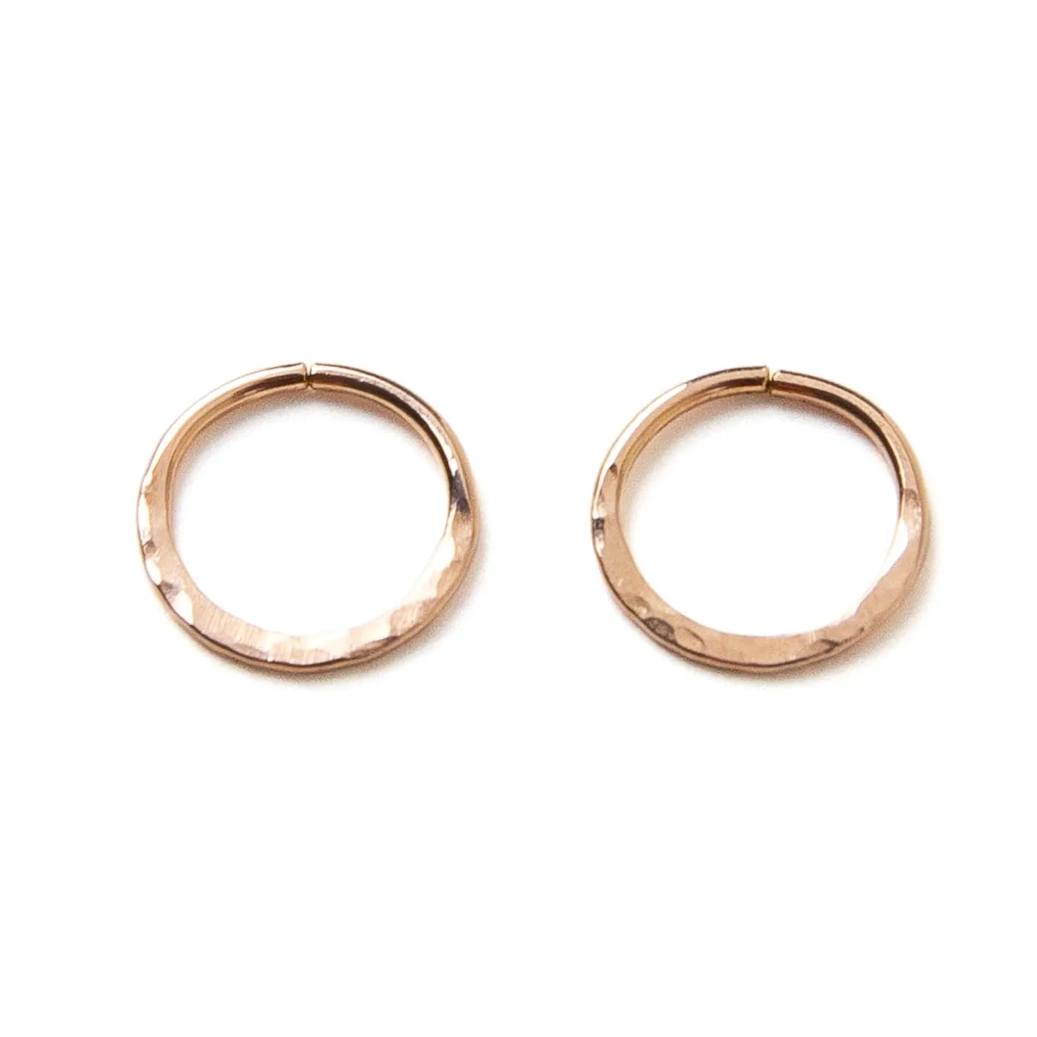 Small Hammered Rose Gold-Filled Hoops, Mini Hoop Earrings, Huggie Hoop Earrings (7mm)
