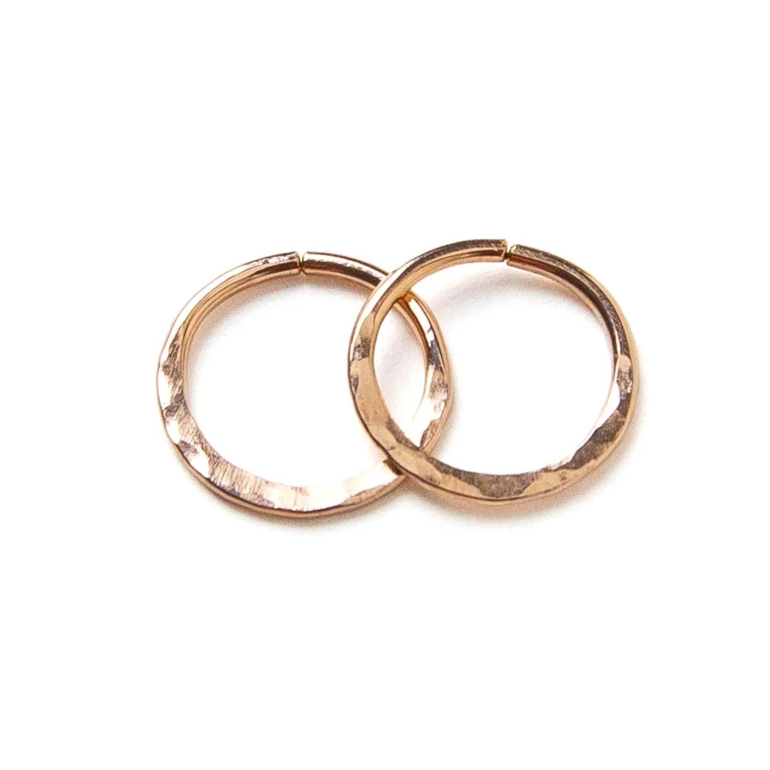Small Hammered Rose Gold-Filled Hoops, Mini Hoop Earrings, Huggie Hoop Earrings (7mm)