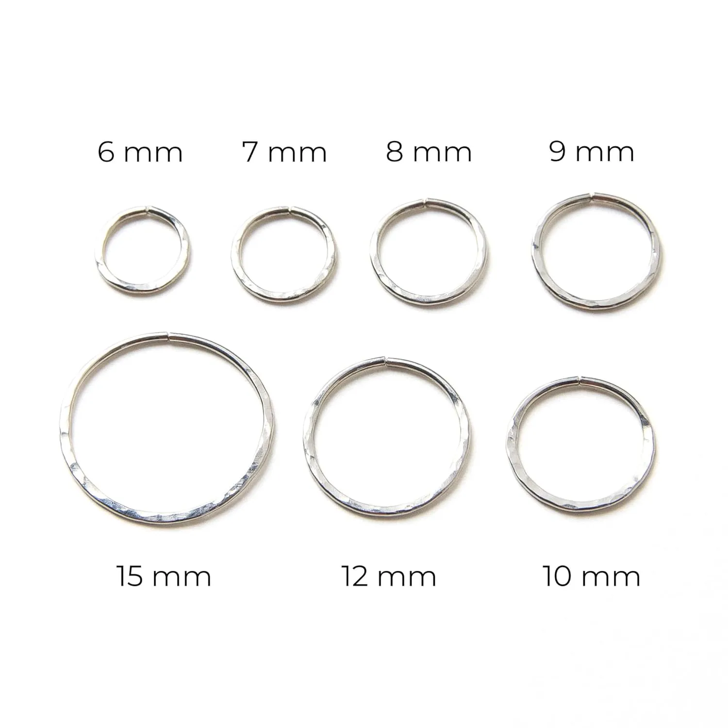 Small Hammered Sterling Silver Hoops, Mini Hoop Earrings, Huggie Hoop Earrings (10mm)