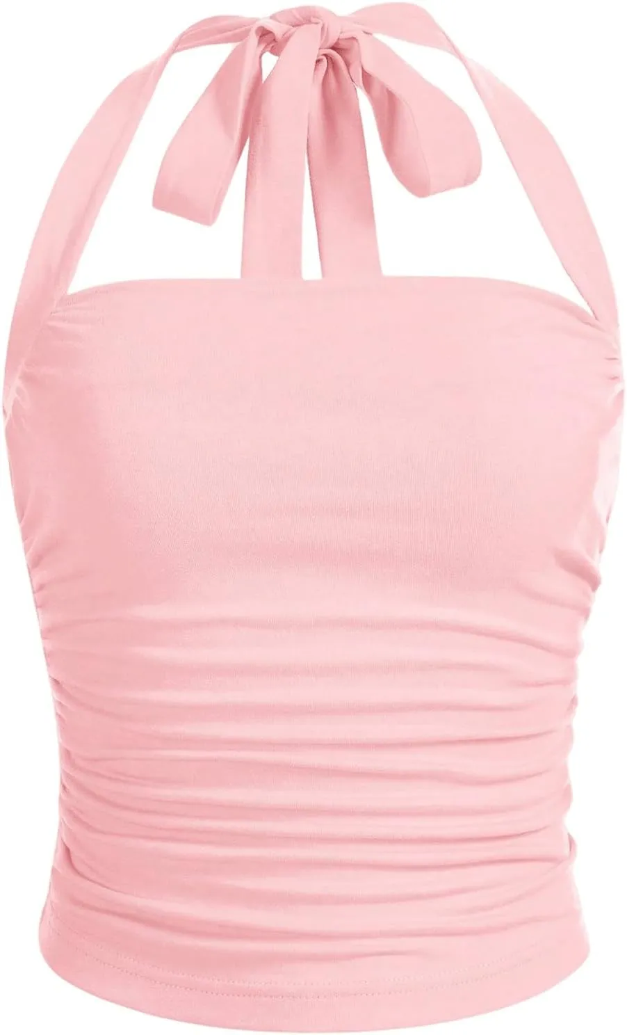 SOLY HUX Women's Ruched Halter Y2K Crop Tops Tie Back Sleeveless Slim Fit Cami Tops