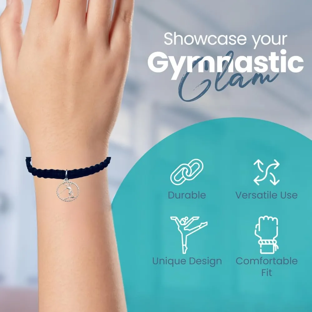 Sportybella Gymnastics Charm Bracelet, Girls Gymnastics Jewelry, Girls Adjustable Rope Gymnastics Charm Bracelet for Gymnasts, Gymnastics Gift