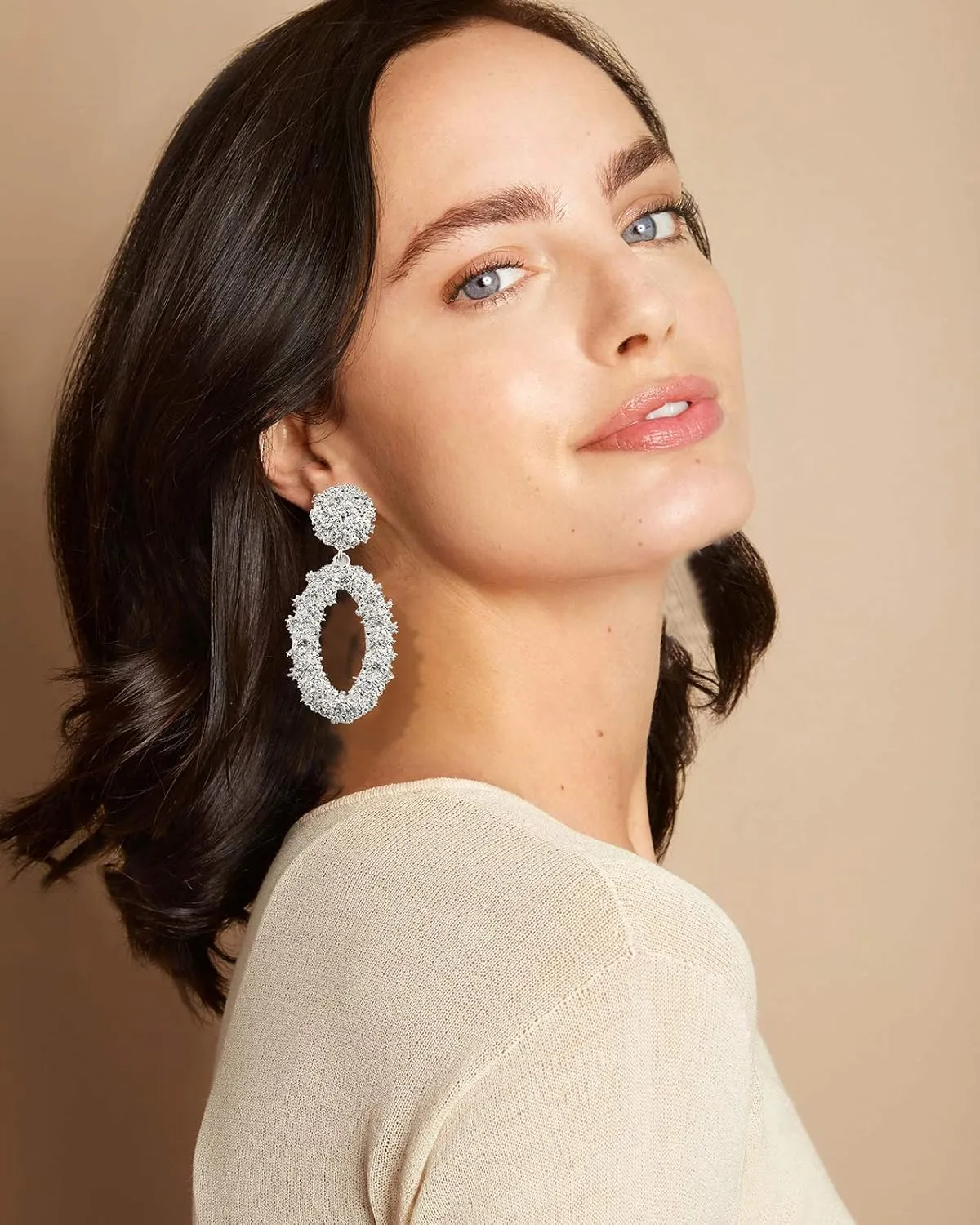 Statement Drop Earrings For Women Boho Textured Dangle Earrings Gorgeous Geometric Oval Raised Earrings