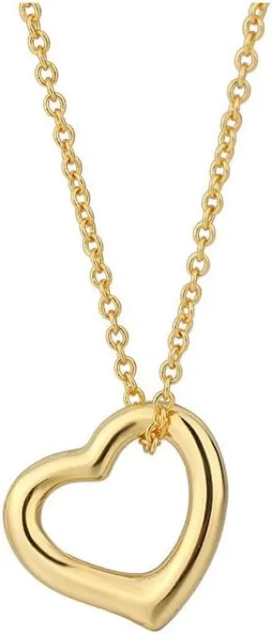 Sterling Silver Open Heart Pendant for Women Floating Heart Necklace I Love You Necklace Simple Heart Jewelry