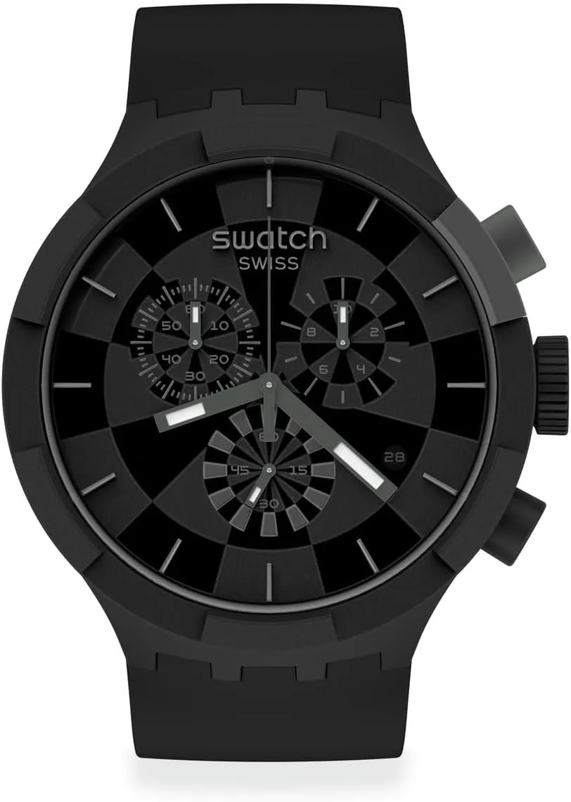 Swatch Quartz Silicone Strap, Black, 20 Casual Watch (Model: SB02B400)