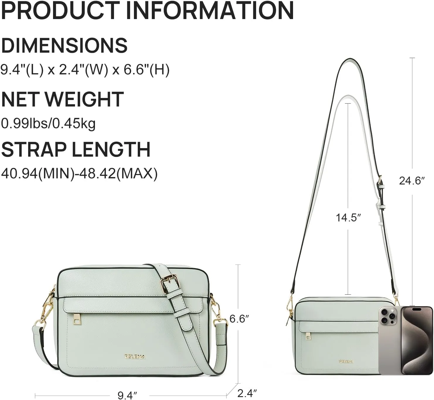 Telena Small Crossbody Bags for Women Leather Crossbody Camera Bag Shoulder Handbag with Adjustable Wide Strap