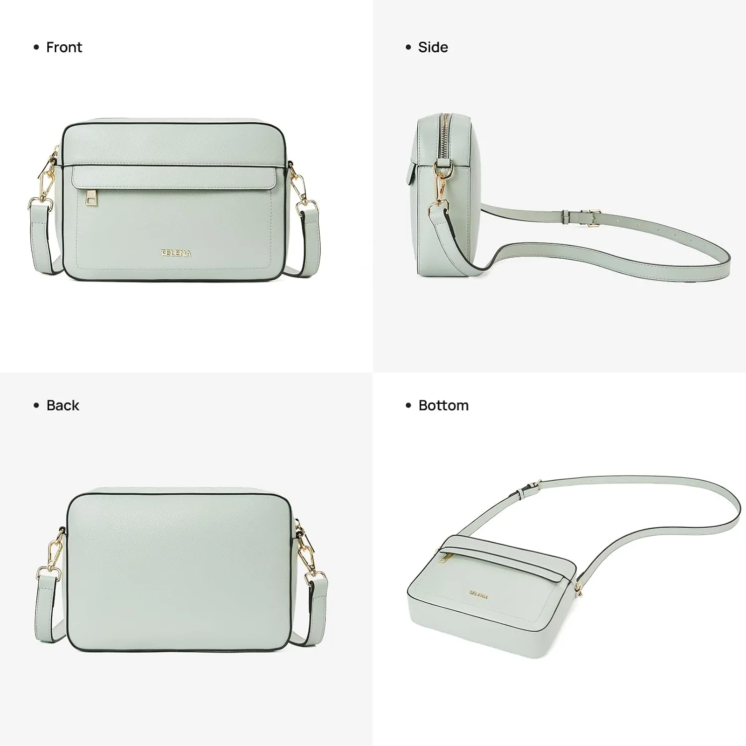 Telena Small Crossbody Bags for Women Leather Crossbody Camera Bag Shoulder Handbag with Adjustable Wide Strap