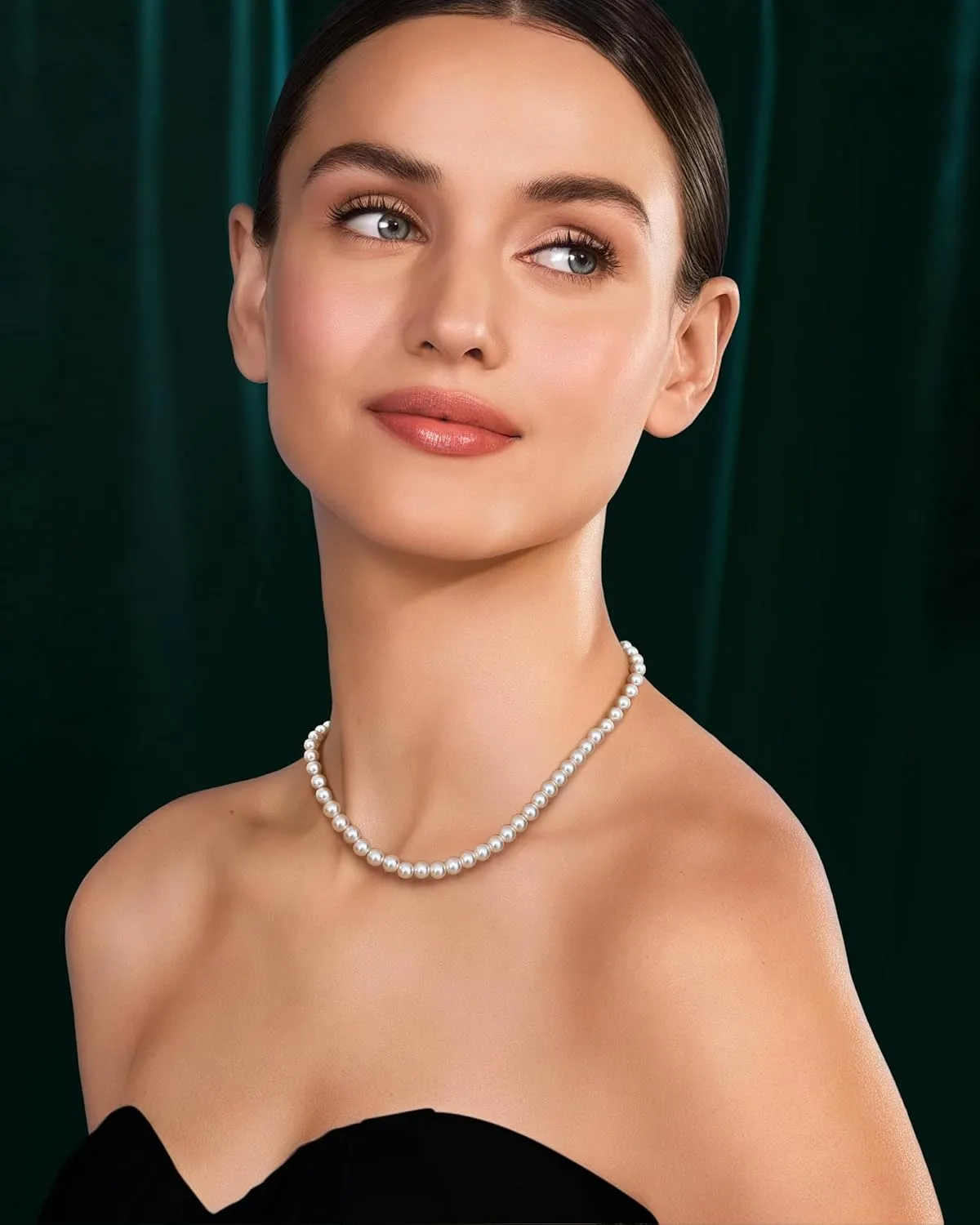 TEN MIRO Pearl Necklaces for Women Trendy, Dainty 16k Gold Layered Necklaces for Women Gold Necklace Stack Stackable Pearl Necklace for Wedding Prom Jewelry Gifts