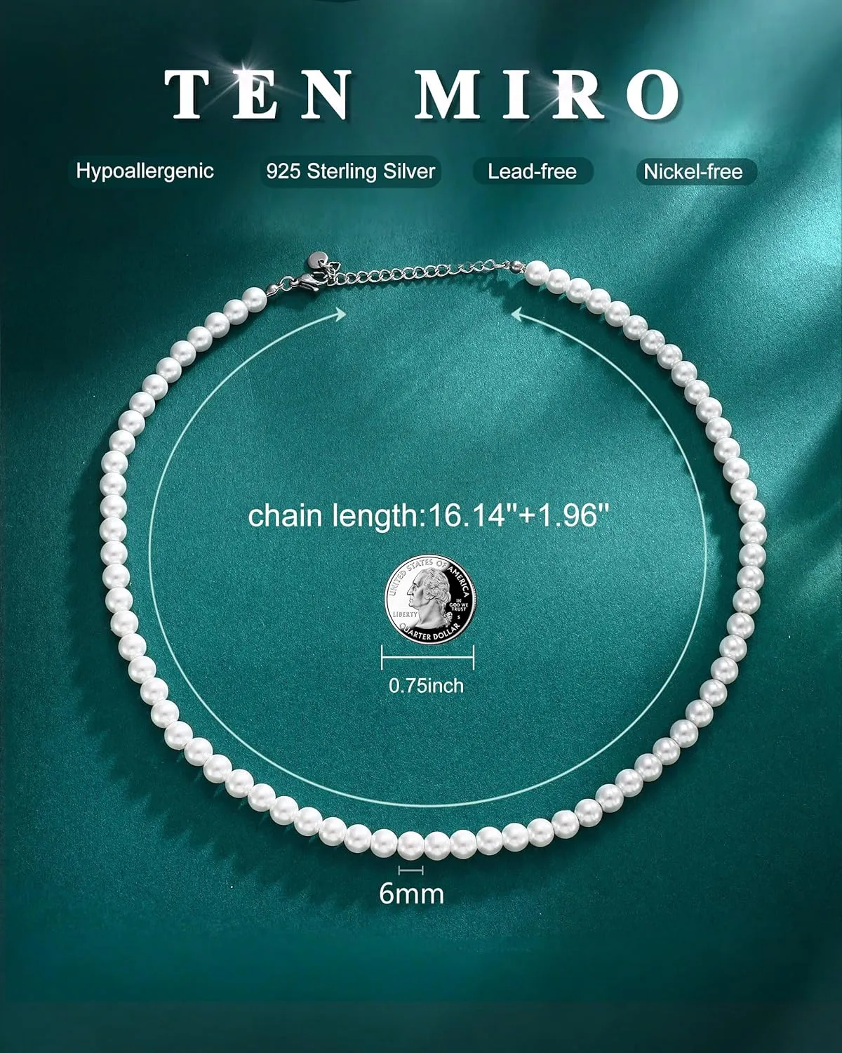 TEN MIRO Pearl Necklaces for Women Trendy, Dainty 16k Gold Layered Necklaces for Women Gold Necklace Stack Stackable Pearl Necklace for Wedding Prom Jewelry Gifts