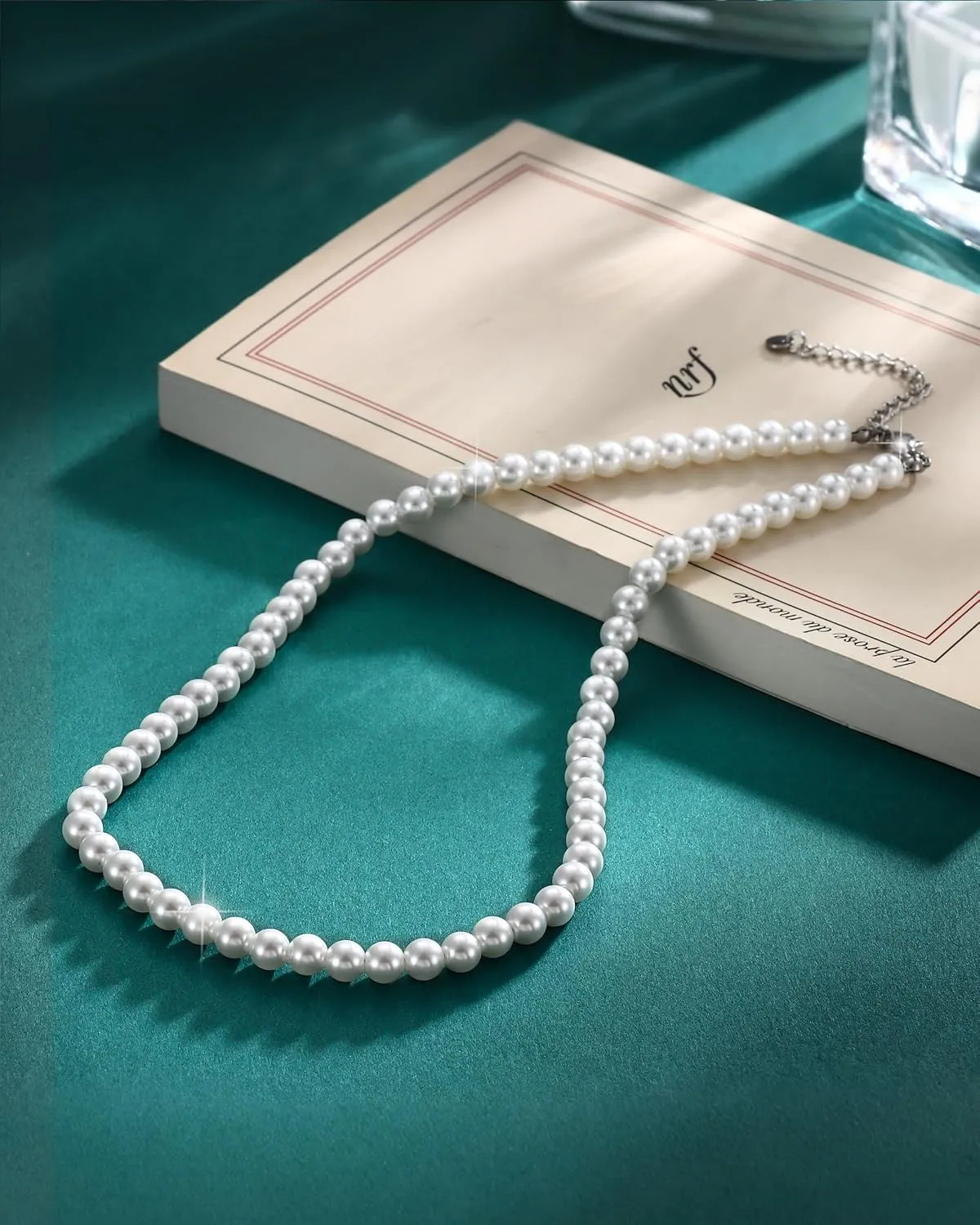 TEN MIRO Pearl Necklaces for Women Trendy, Dainty 16k Gold Layered Necklaces for Women Gold Necklace Stack Stackable Pearl Necklace for Wedding Prom Jewelry Gifts