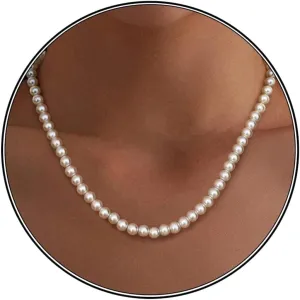 TEN MIRO Pearl Necklaces for Women Trendy, Dainty 16k Gold Layered Necklaces for Women Gold Necklace Stack Stackable Pearl Necklace for Wedding Prom Jewelry Gifts