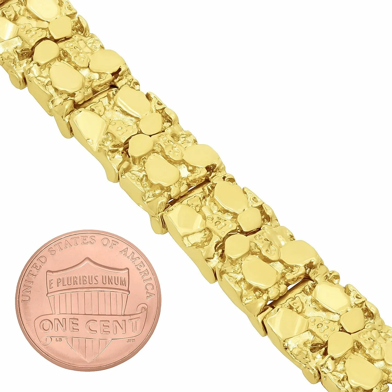 Thick 12.5mm 14k Gold Plated Chunky Nugget Textured Link Bracelet