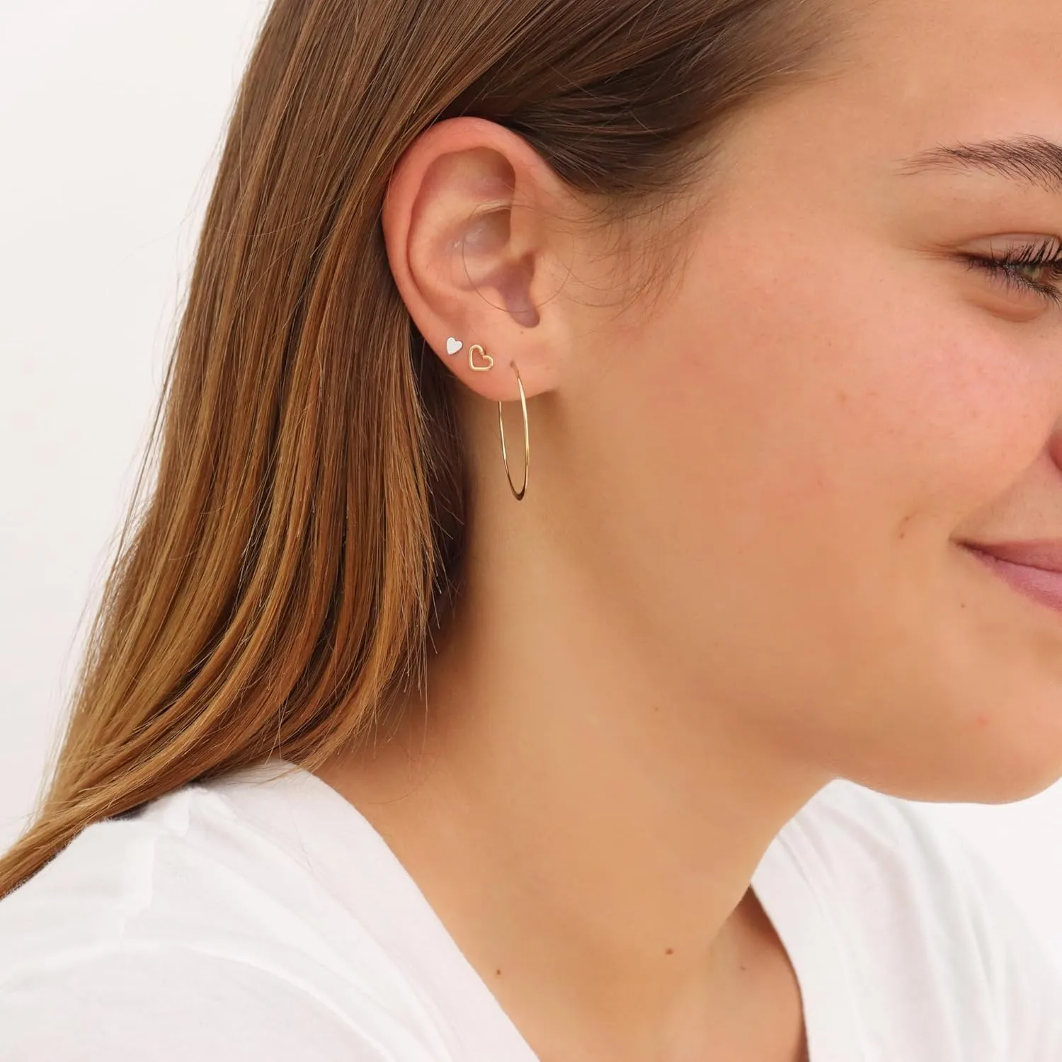 Thin Hammered Hoop Earrings, Elegant Geometric Solid Sterling Silver, Gold Filled, and Rose Gold Filled; for Women by Lotus Stone Jewelry (Silver, Med Hoop)