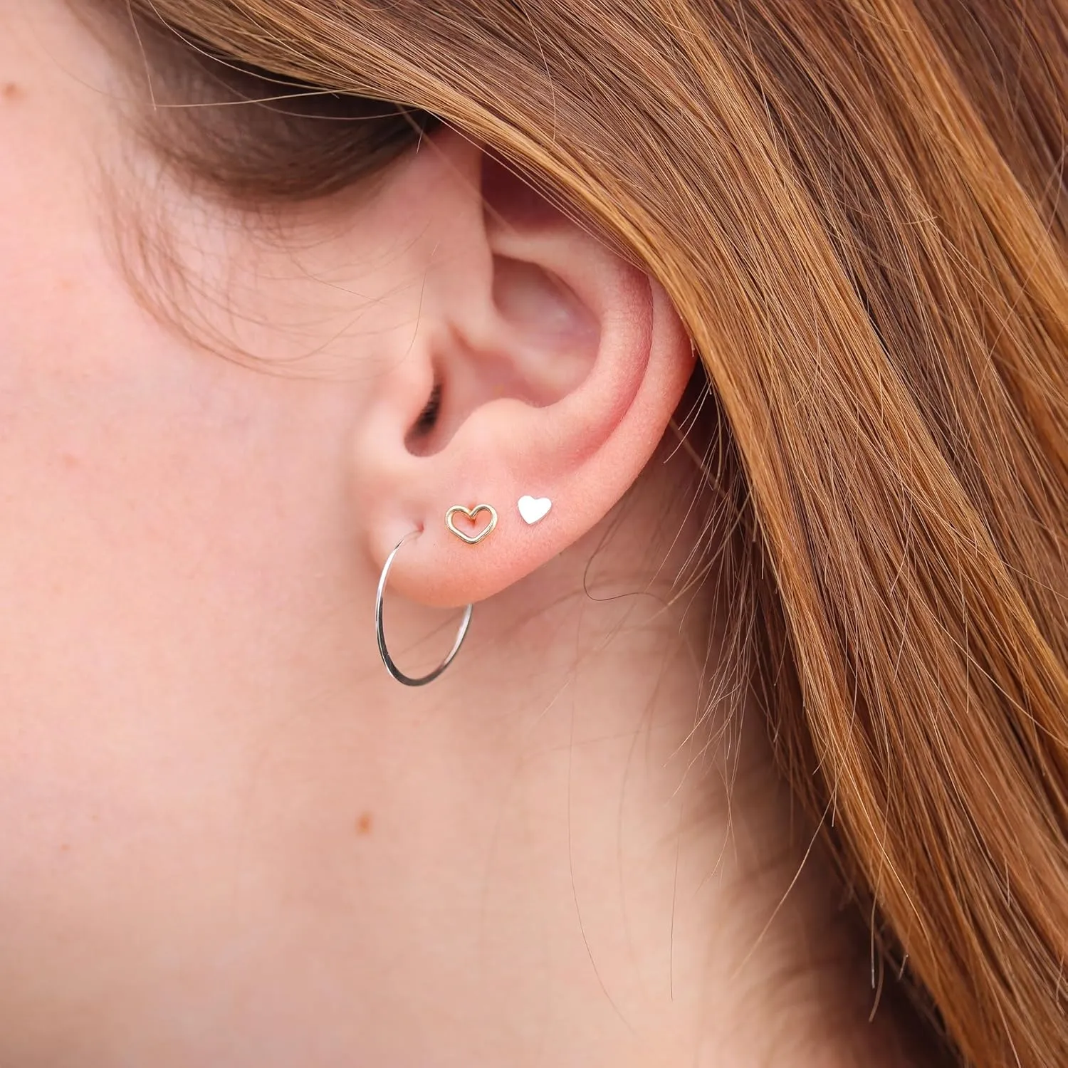Thin Hammered Hoop Earrings, Elegant Geometric Solid Sterling Silver, Gold Filled, and Rose Gold Filled; for Women by Lotus Stone Jewelry (Silver, Round - Sm)