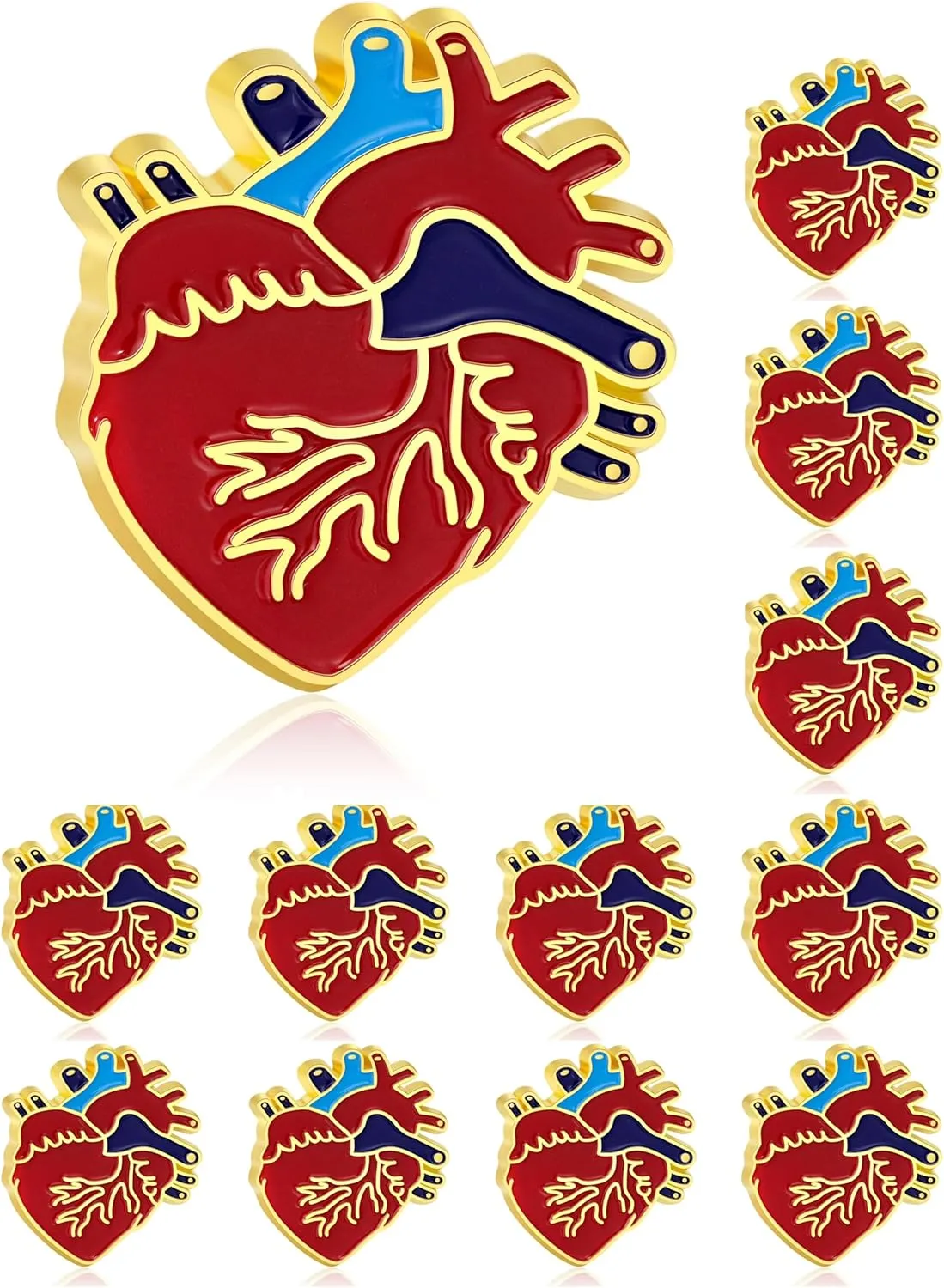Tichso 12/25/50/100 Piece Red Enamel Lapel Pin - Heart Disease Awareness Pin for Doctors, Nurses, Charity Fundraiser, Heart Day Souvenir Gift Badge Bulk