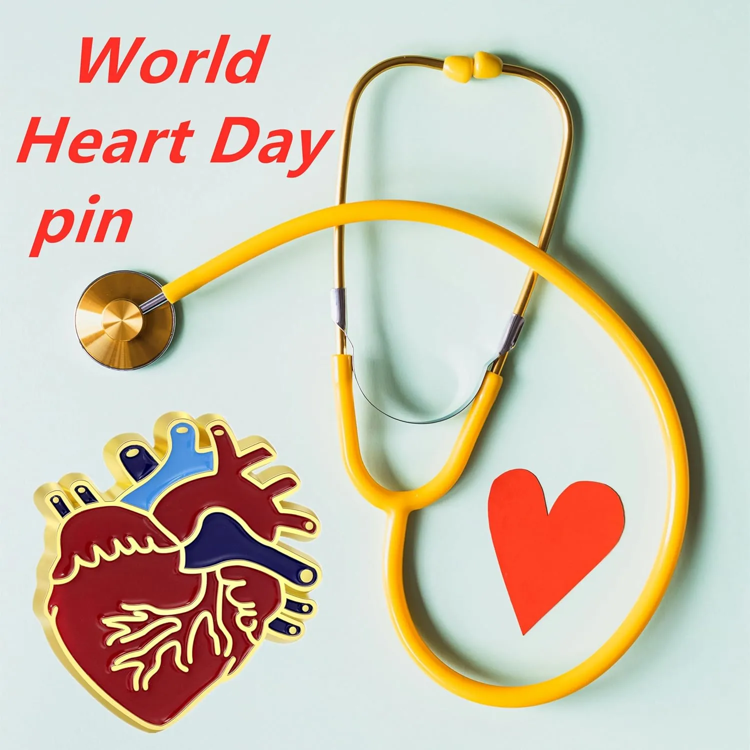 Tichso 12/25/50/100 Piece Red Enamel Lapel Pin - Heart Disease Awareness Pin for Doctors, Nurses, Charity Fundraiser, Heart Day Souvenir Gift Badge Bulk