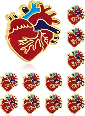 Tichso 12/25/50/100 Piece Red Enamel Lapel Pin - Heart Disease Awareness Pin for Doctors, Nurses, Charity Fundraiser, Heart Day Souvenir Gift Badge Bulk