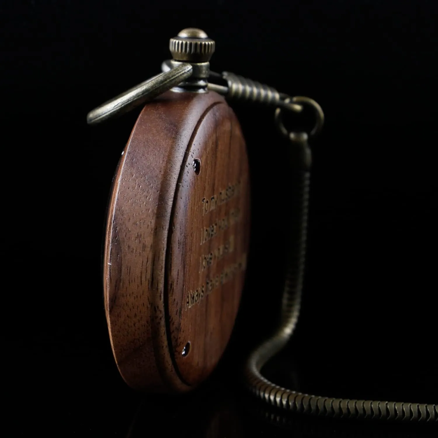 Tiong Wooden Pocket Watch,Customized Wooden Pocket Watches for Men Handmade Bamboo Wood Analog Quartz Custom Pocket Watch with Chain Gift for Father's Day