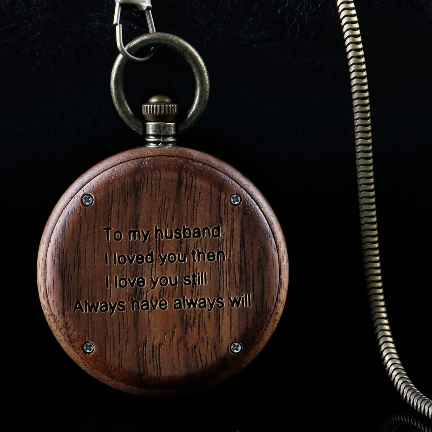 Tiong Wooden Pocket Watch,Customized Wooden Pocket Watches for Men Handmade Bamboo Wood Analog Quartz Custom Pocket Watch with Chain Gift for Father's Day