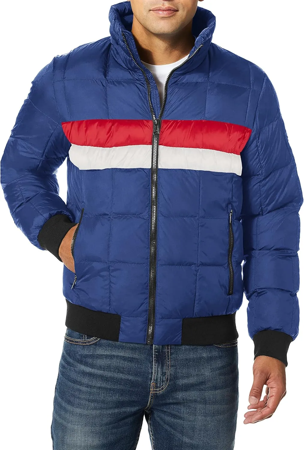 Tommy Hilfiger Men's Quilted Bomber Hoody Color Block
