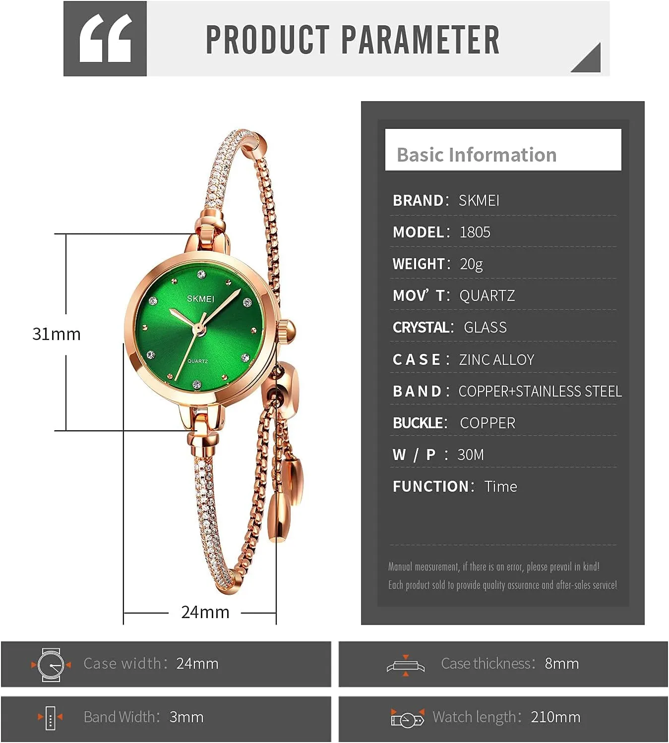 Tonnier Watches Women Analog Quartz Watch Mosaic with Diamonds Bracelet Dress Watch for Female Waterproof Wristwatch with Rose Gold Bracelet