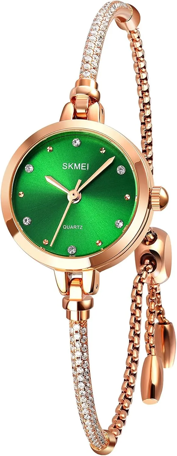 Tonnier Watches Women Analog Quartz Watch Mosaic with Diamonds Bracelet Dress Watch for Female Waterproof Wristwatch with Rose Gold Bracelet