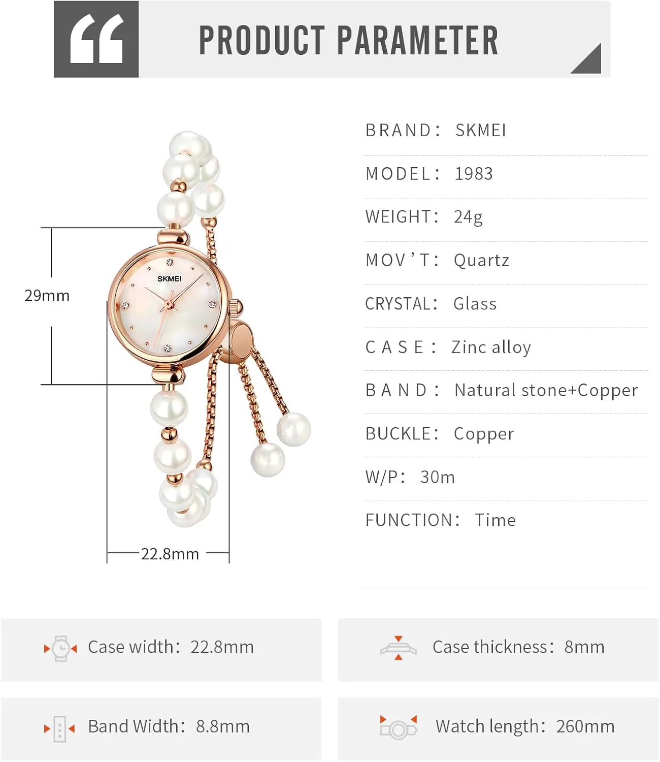 Tonnier Watches Women Analog Quartz Watch Mosaic with Diamonds Bracelet Dress Watch for Female Waterproof Wristwatch with Rose Gold Bracelet