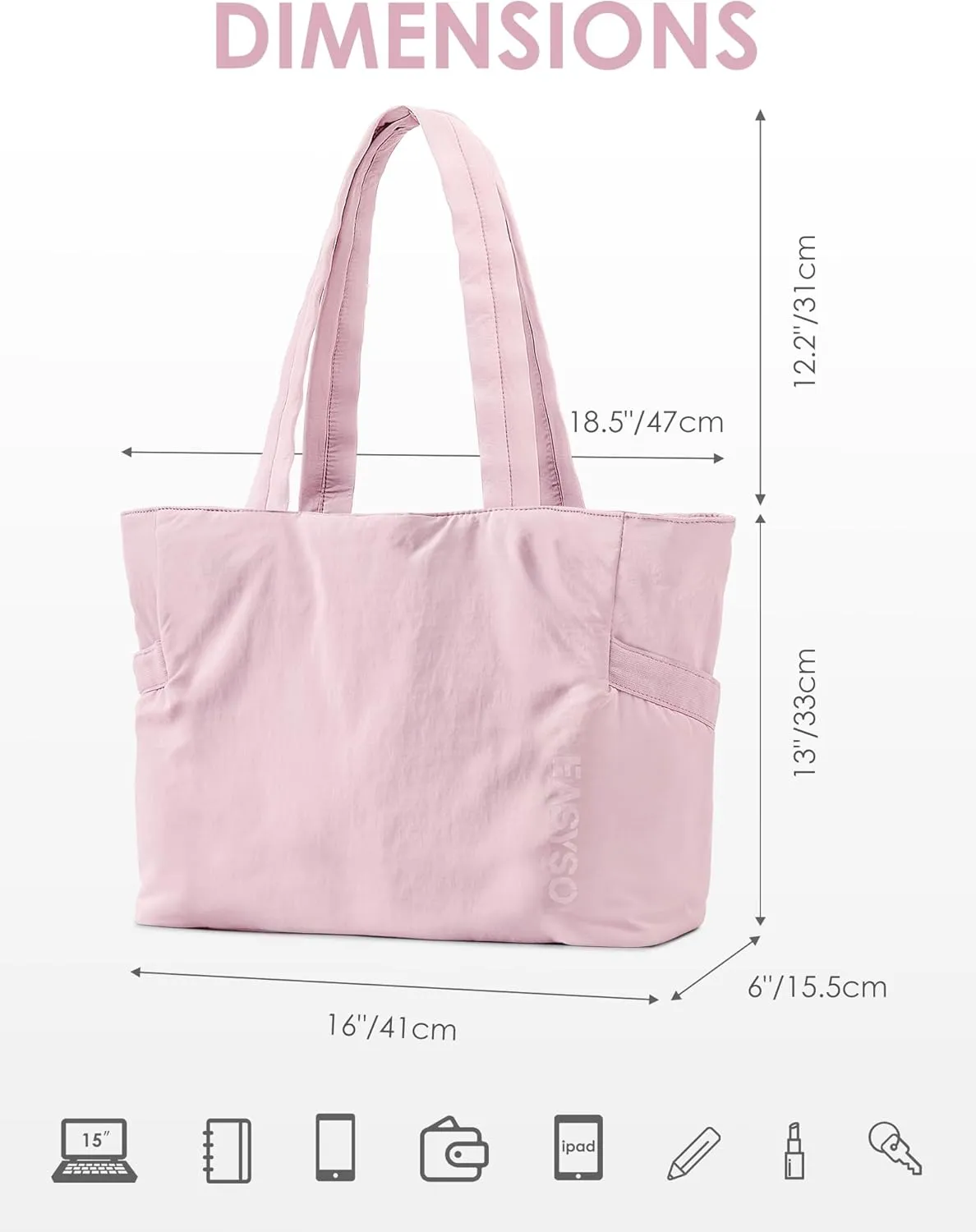 Tote Bag for Women,Puffer Travel Tote Bags with Zipper, Quilted Handbag with Compartments for Travel Work Sport, Pink