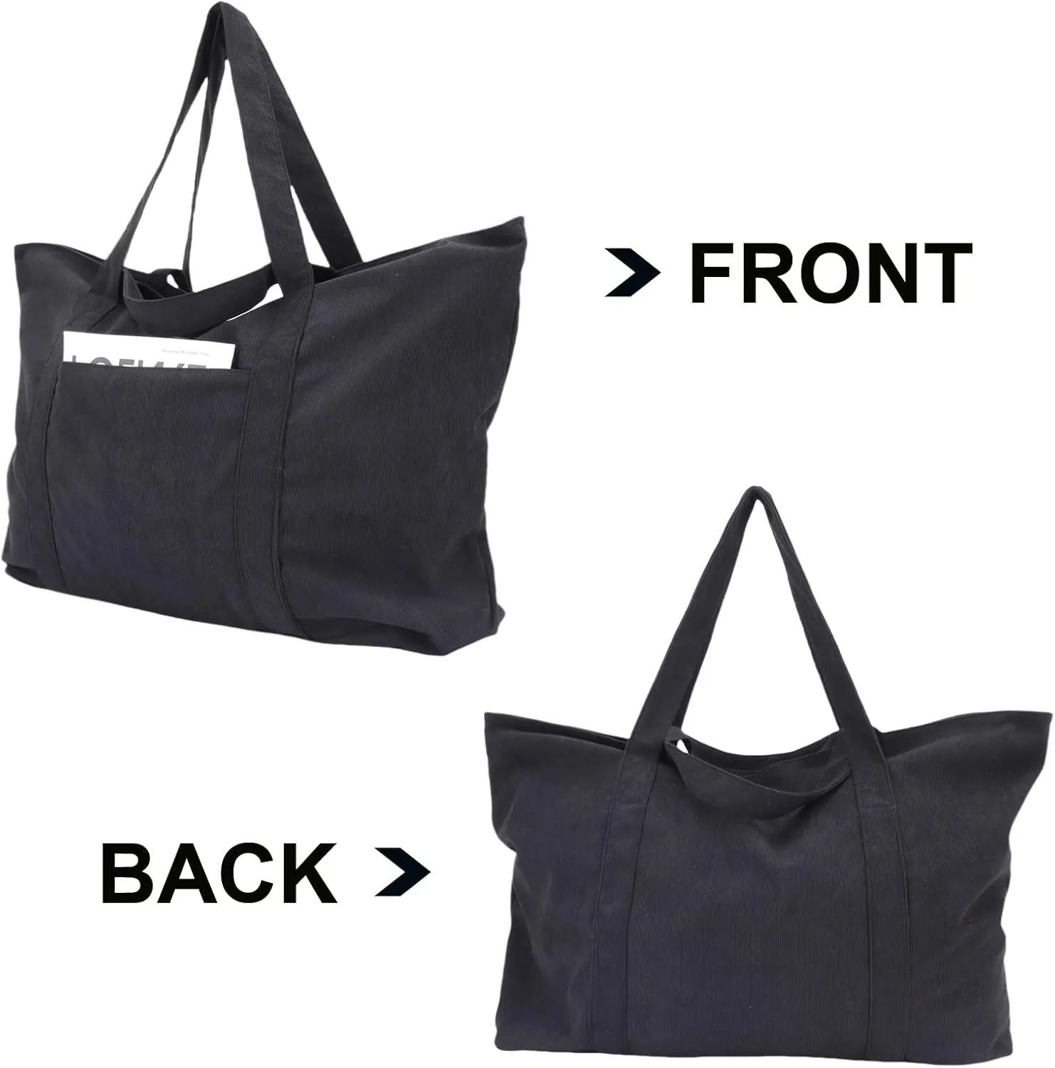 UERRUAM Huge Weekender Bag for Women Extra Large Corduroy Tote for 5 Nights Clothe,Overnight Travel,Road Trip,Beach,Grocery