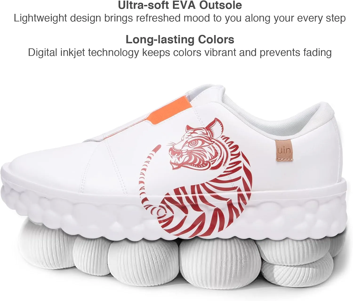 UIN Women's Fashion Sneakers Lightweight Walking Casual Slip Ons Art Painted Athletic Travel Skate Shoes Las Ramblas