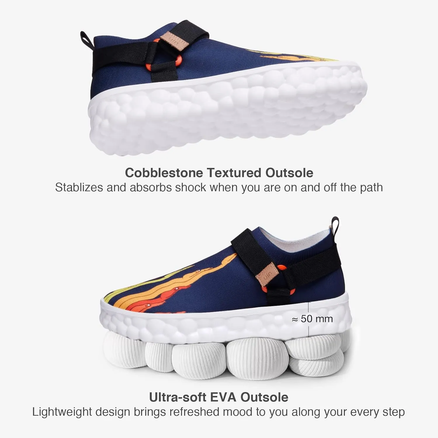 UIN Women's Fashion Sneakers Lightweight Walking Casual Slip Ons Art Painted Athletic Travel Skate Shoes Las Ramblas
