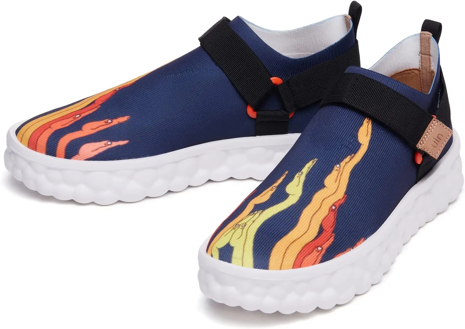 UIN Women's Fashion Sneakers Lightweight Walking Casual Slip Ons Art Painted Athletic Travel Skate Shoes Las Ramblas