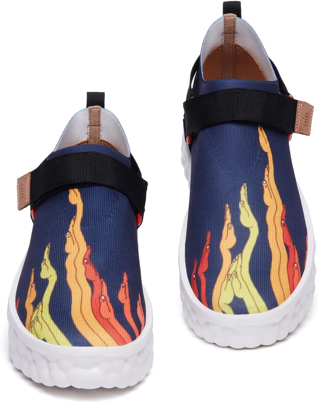 UIN Women's Fashion Sneakers Lightweight Walking Casual Slip Ons Art Painted Athletic Travel Skate Shoes Las Ramblas