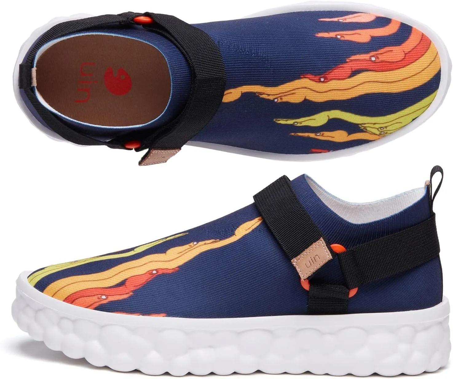 UIN Women's Fashion Sneakers Lightweight Walking Casual Slip Ons Art Painted Athletic Travel Skate Shoes Las Ramblas