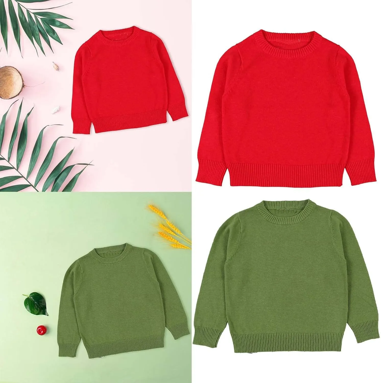 Unisex Kids Solid Fleece Tops Cotton Pullover Sweatshirt T-Shirt Toddler Crewneck Long Sleeve Sweater Blouse