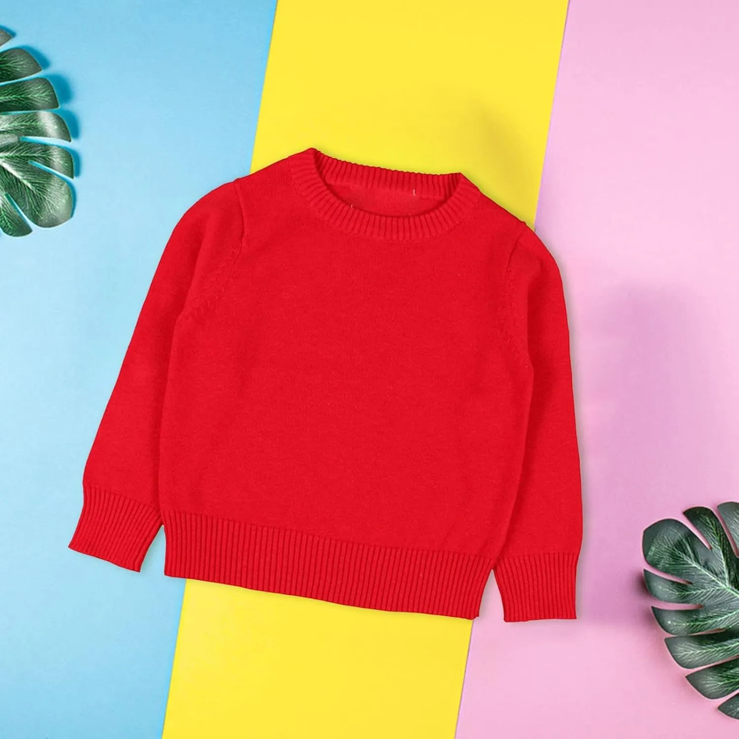 Unisex Kids Solid Fleece Tops Cotton Pullover Sweatshirt T-Shirt Toddler Crewneck Long Sleeve Sweater Blouse