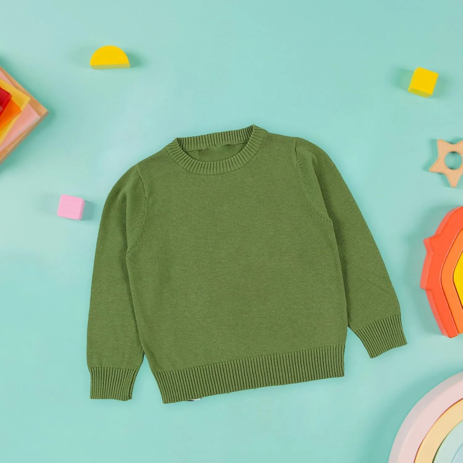 Unisex Kids Solid Fleece Tops Cotton Pullover Sweatshirt T-Shirt Toddler Crewneck Long Sleeve Sweater Blouse